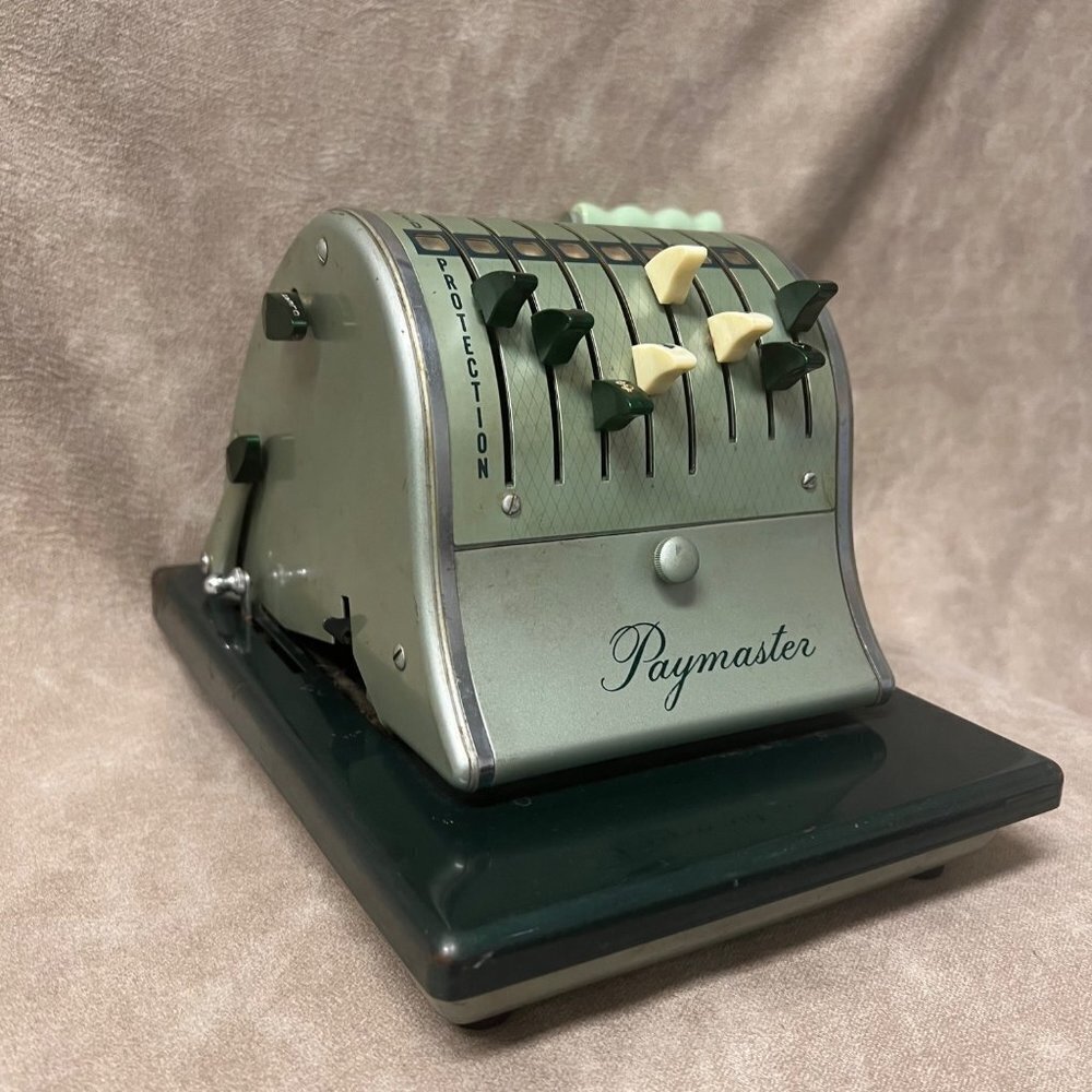 Vintage Paymaster Series X-2000 Check Writer Stamping Machine Mint Green - Picture 2 of 7